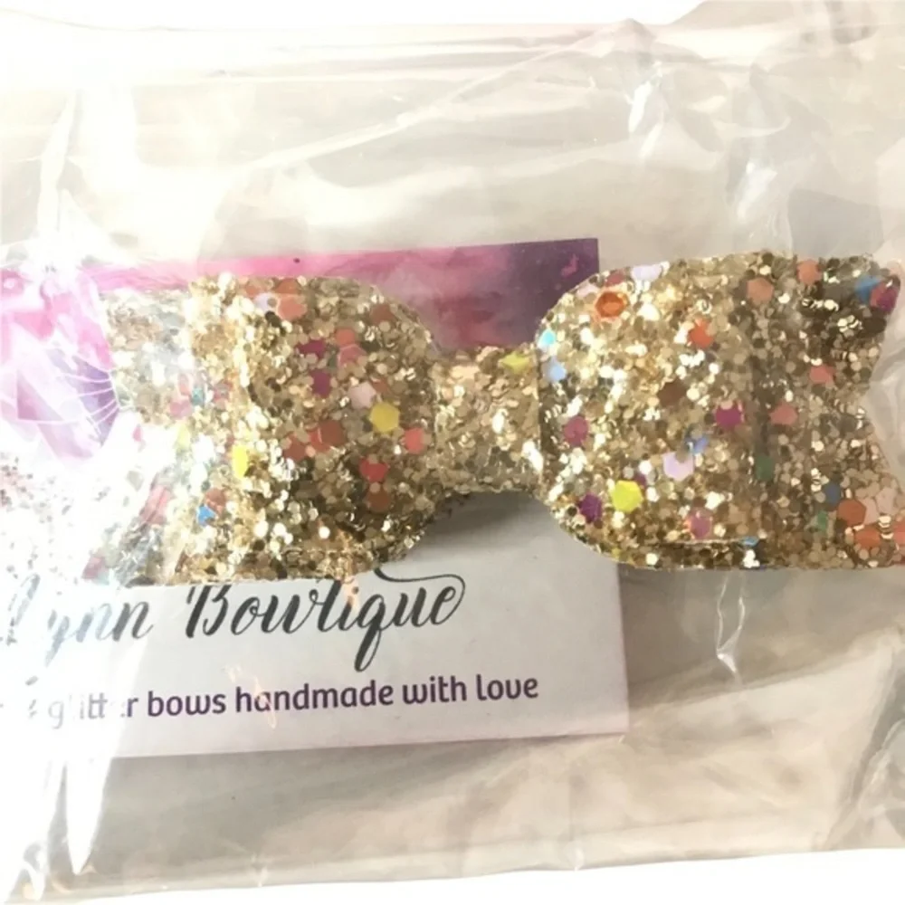 BRAND NEW HANDMADE SWEET SPARKLY GIRLS HAIR BOWS FLORAL SPARKLE SET OF 10